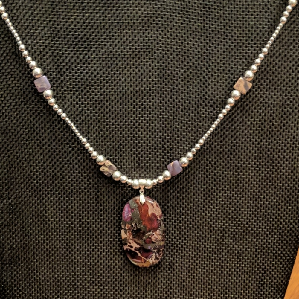 Sterling silver necklace with natural AMAZONITE